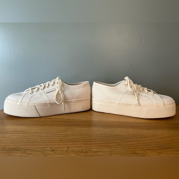 Superga Cream/Beige Platform Shoes - size (41 EU) (9.5 US) - Picture 7 of 11
